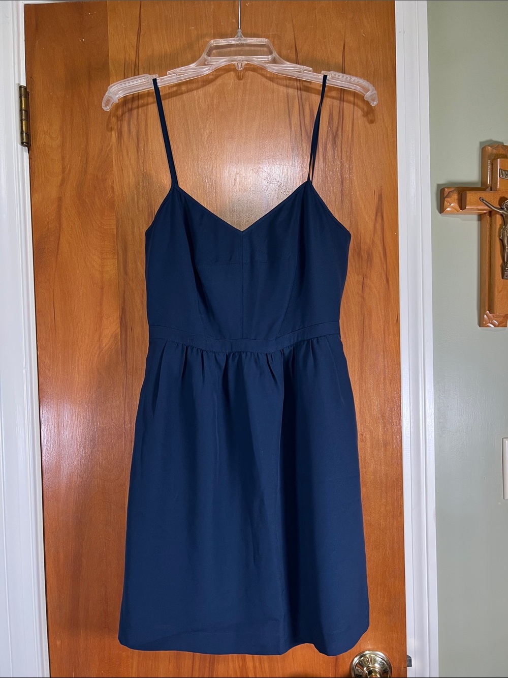 J. Crew Navy Spaghetti-Strap Fit-and-Flare Mini Dress